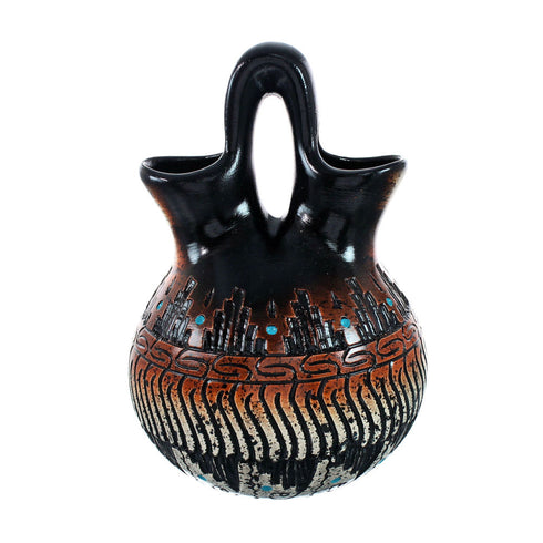 Navajo Indian Hand Crafted Pot By Artist Dewayne Eskeets SN20021
